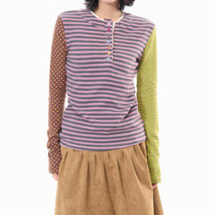 90s Kids Striped Polka Dot Long Sleeve Top