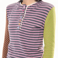90s Kids Striped Polka Dot Long Sleeve Top