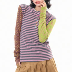 90s Kids Striped Polka Dot Long Sleeve Top