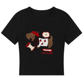 Apple Dog Fuzzy Graphic T-Shirt