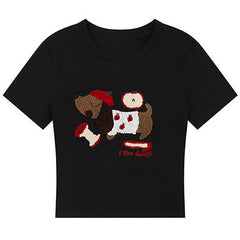 Apple Dog Fuzzy Graphic T-Shirt