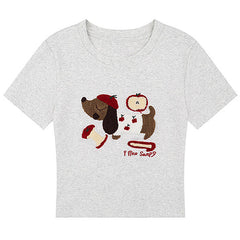 Apple Dog Fuzzy Graphic T-Shirt