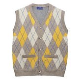 Argyle Button Up Grandpa Knit Vest
