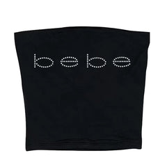 Bebe Rhinestone Black Tube Top