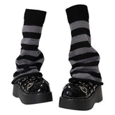 Black & Grey Striped Leg Warmers