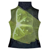 Butterfly Print Mesh Turtleneck Top