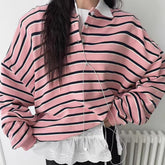 Bonjour Baby Stripe Polo Sweatshirt