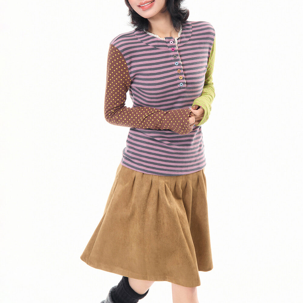 90s Kids Striped Polka Dot Long Sleeve Top
