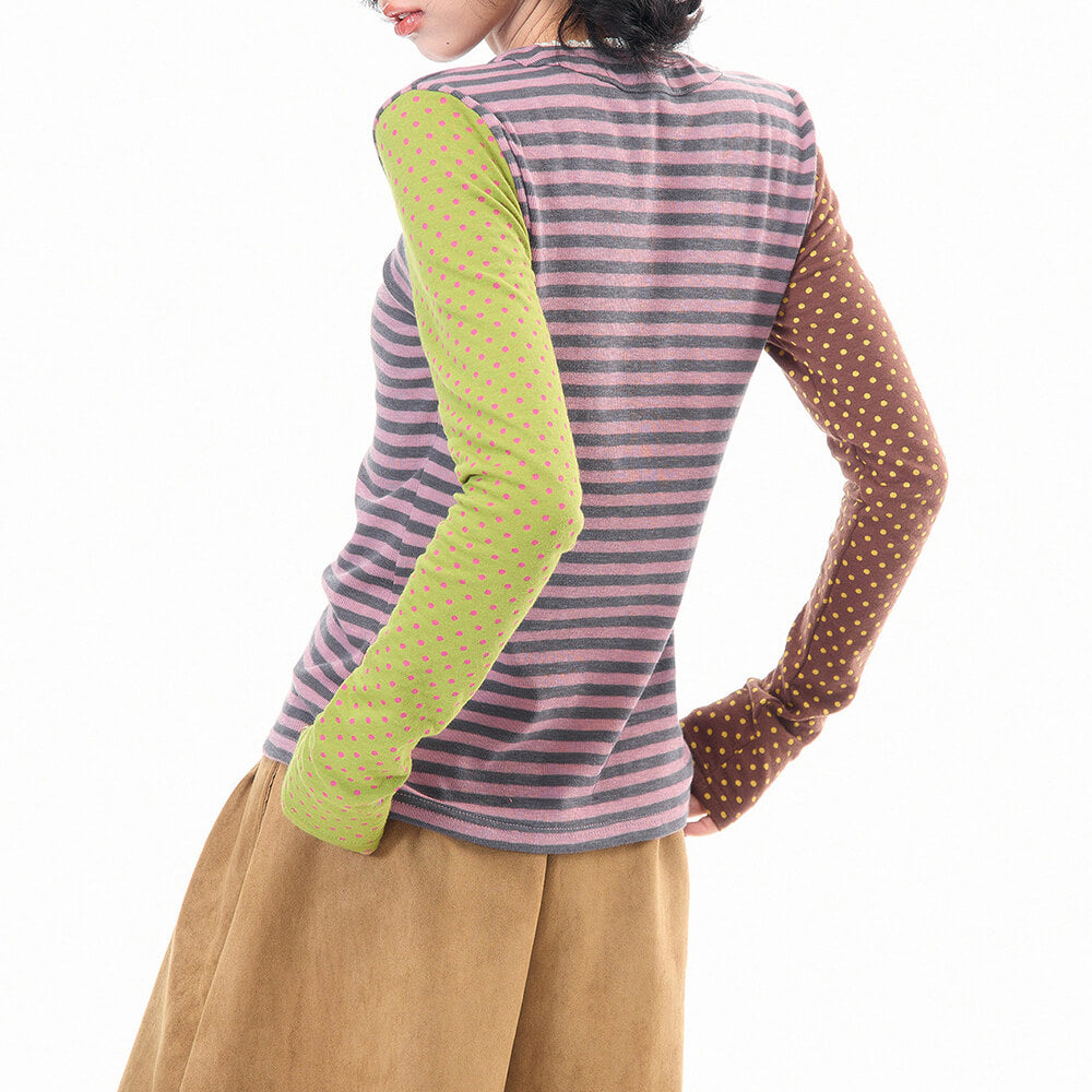 90s Kids Striped Polka Dot Long Sleeve Top