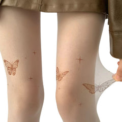 Butterfly Print Sheer Tights
