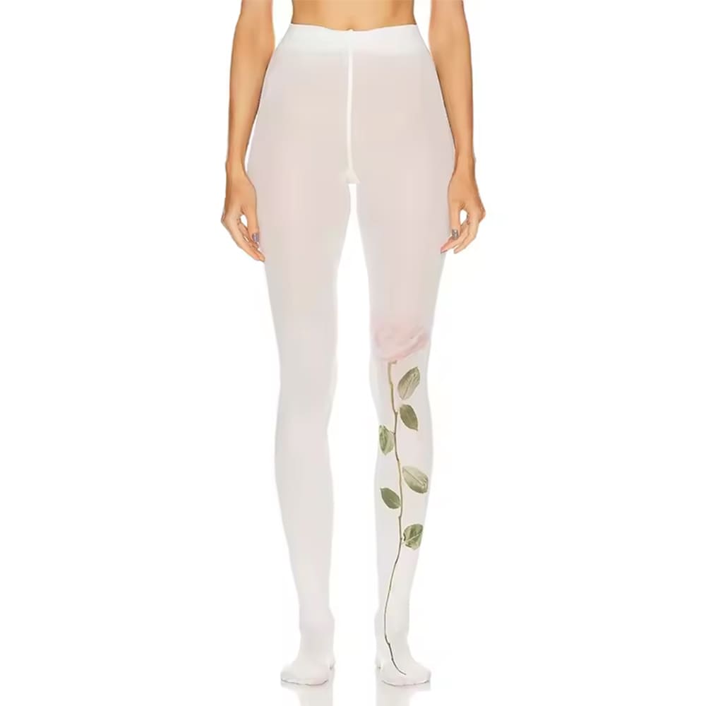 Aesthetic Rose Print Tights