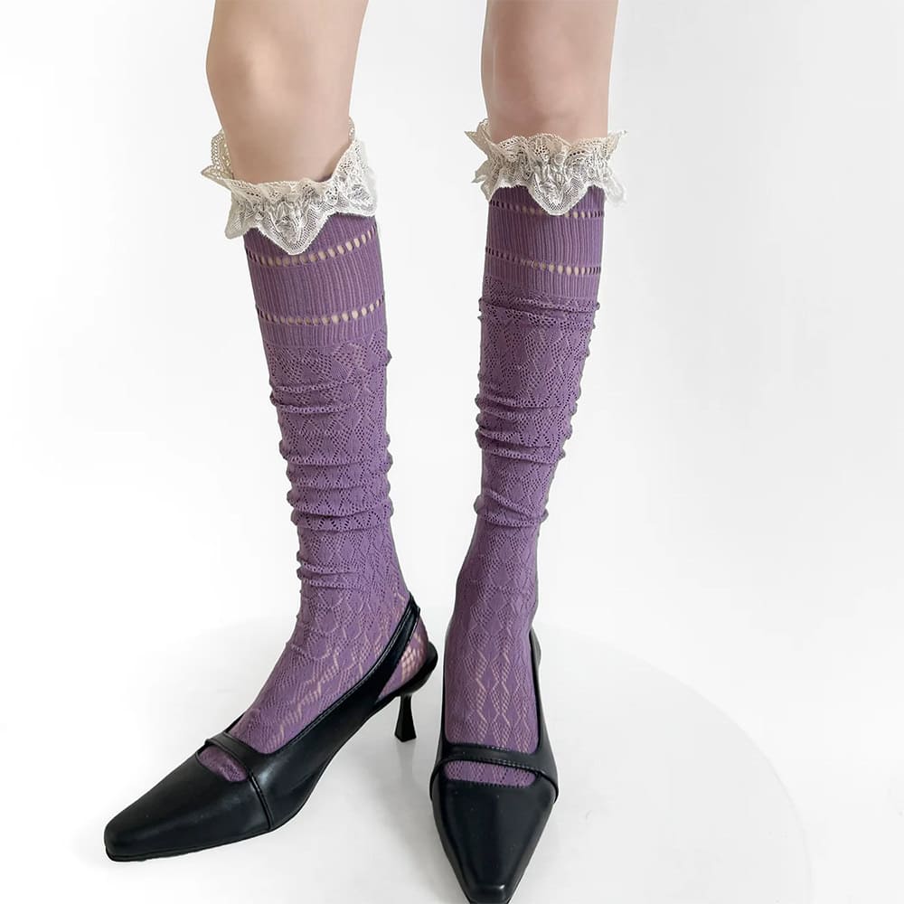 Ballet Core Ruffle Knee Socks