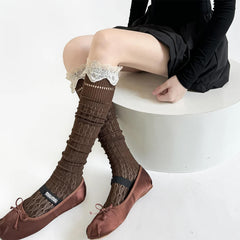 Ballet Core Ruffle Knee Socks