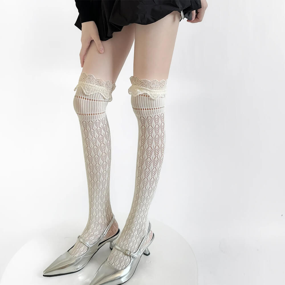 Ballet Core Ruffle Knee Socks