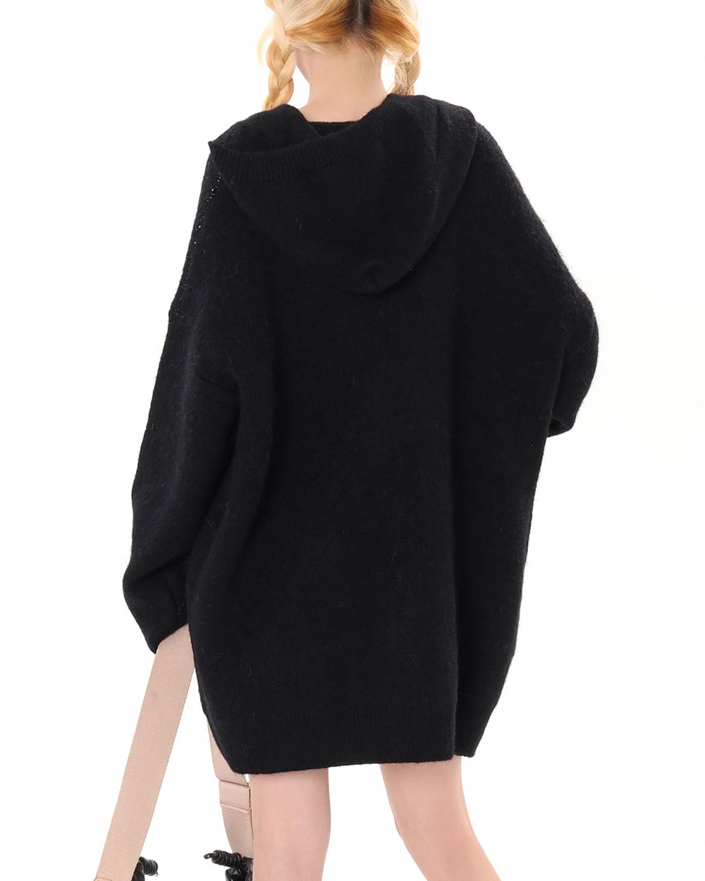 Black Cat Knit Zip Up Hoodie
