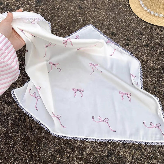 Bow Print Satin Bandana