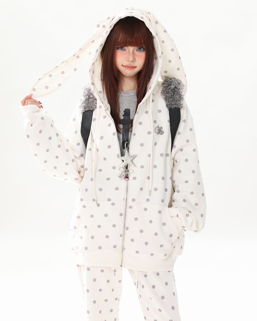 Bunny Polka Dot Hoodie Pants Co-ord
