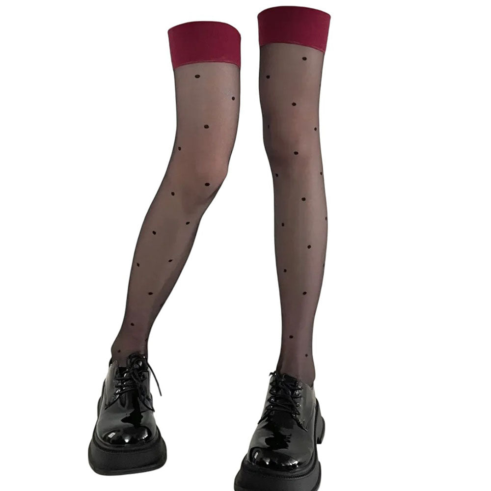 Burgundy Polka Dot Stockings