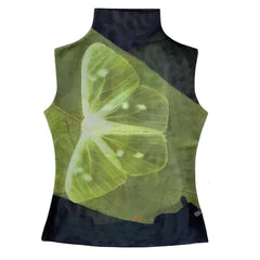 Butterfly Print Mesh Turtleneck Top