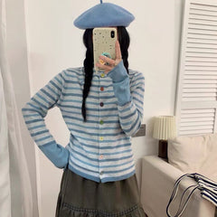 Campus Secrets Colorful Button Stripe Cardigan Top