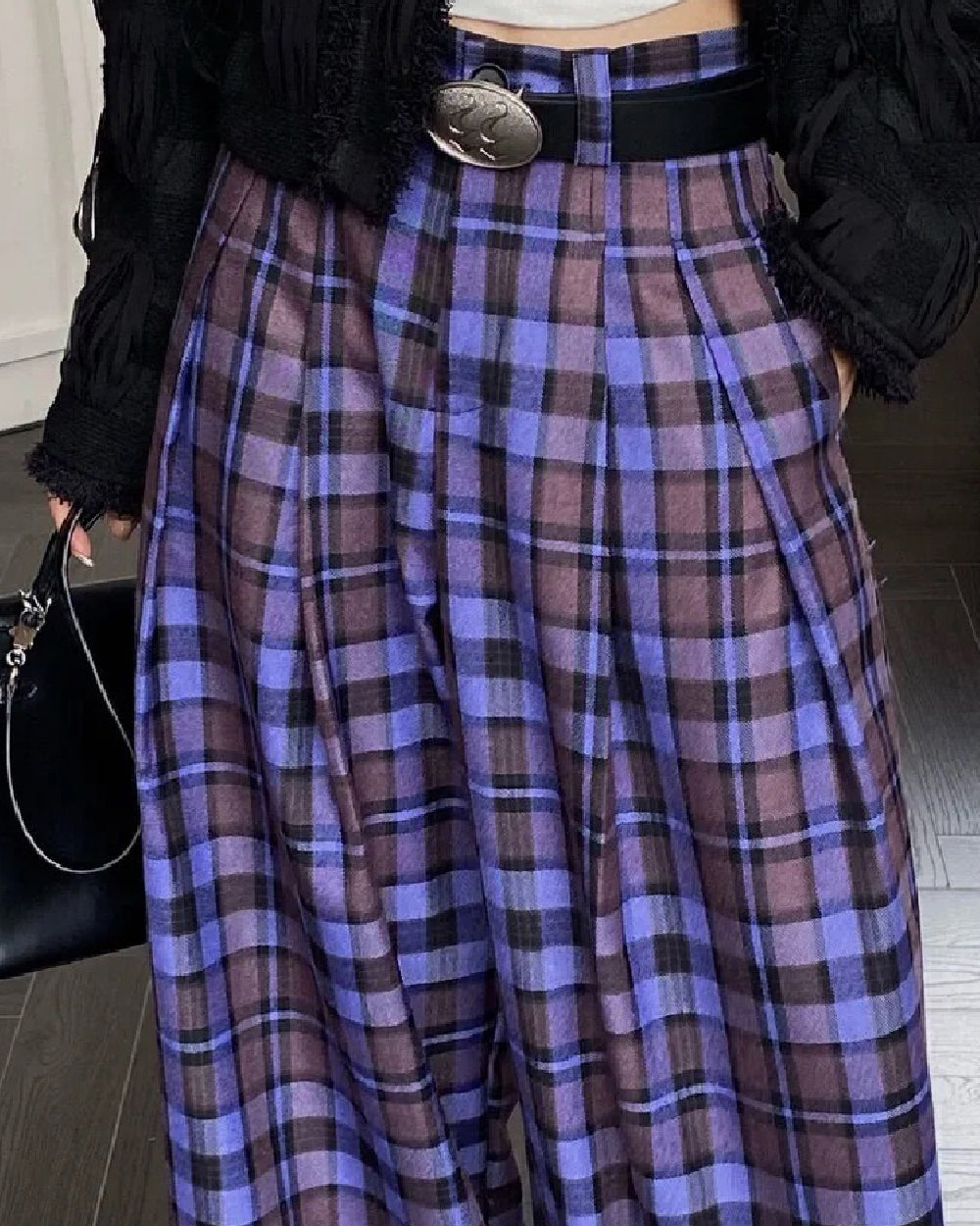 Best In Class Plaid Wide-Leg Trousers
